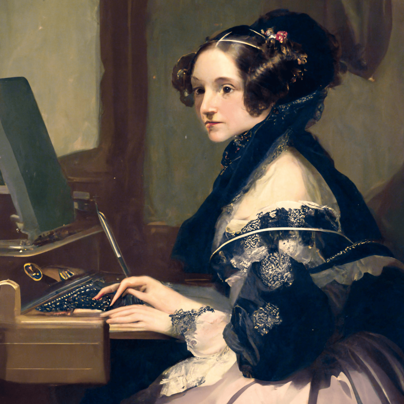 Ada_Lovelace_coding_on_her_keyboard_old_photo