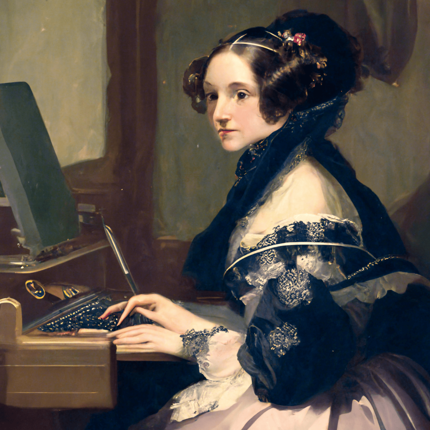 Ada_Lovelace_coding_on_her_keyboard_old_photo_93587425-3b83-4e5b-9941-ac57eaa19d20 (1) (1)