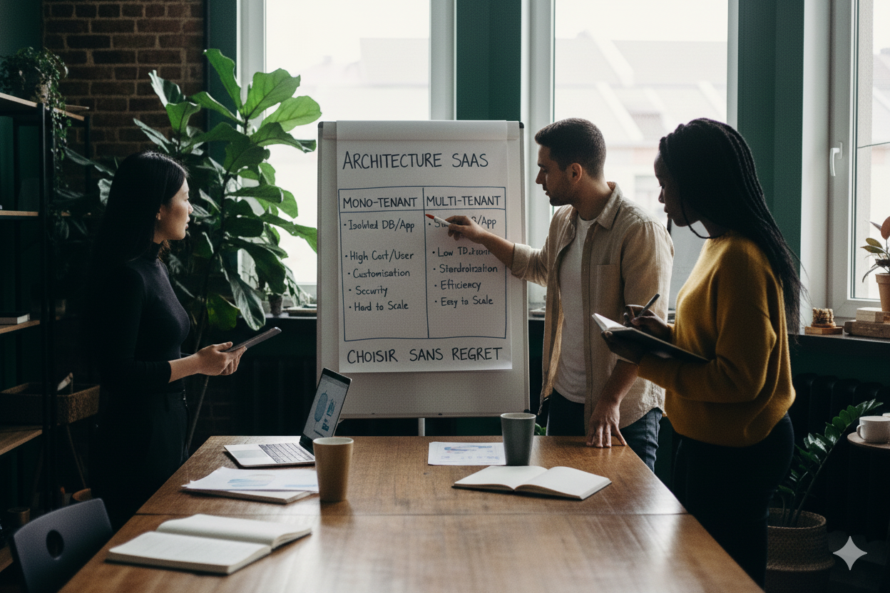 Groupe de personnes travaillant sur leur Architecture SAAS